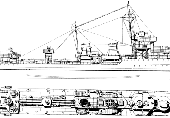 Эсминец JRM Beograd (Destroyerr] Yugoslavia - чертежи, габариты, рисунки